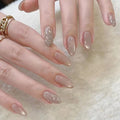 Champagne elegant glossy reusable press-on nails by Nailed It