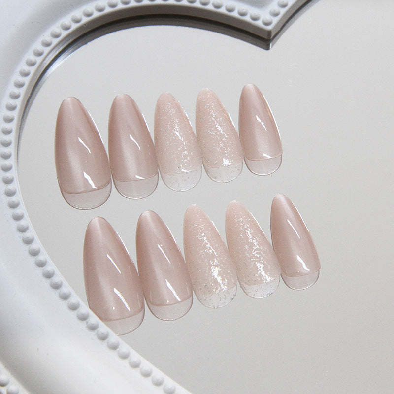 Champagne Glow – Shimmer Nude Press-On Nails