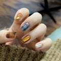 Brown/ blue / mix-style reusable press-on nails by Nailed It
