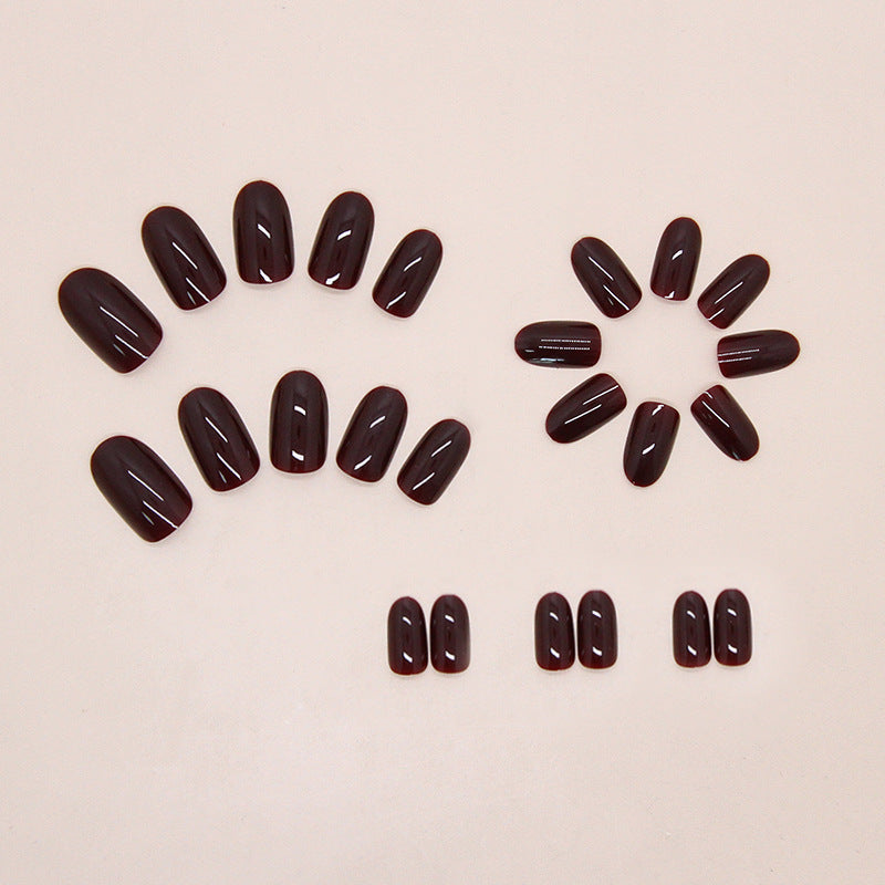 Velvet Wine – Deep Red Glossy Press-On Nails