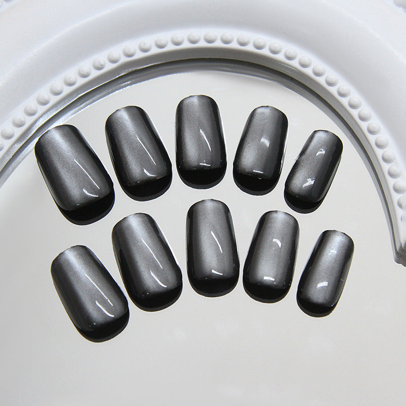 Smoky Onyx – Black Glossy Press-On Nails