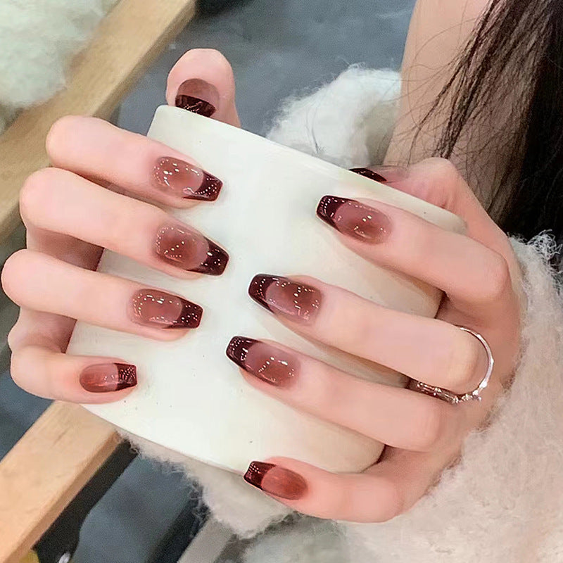 Smoky Wine – Deep Red Gradient Press-On Nails by Nailed It