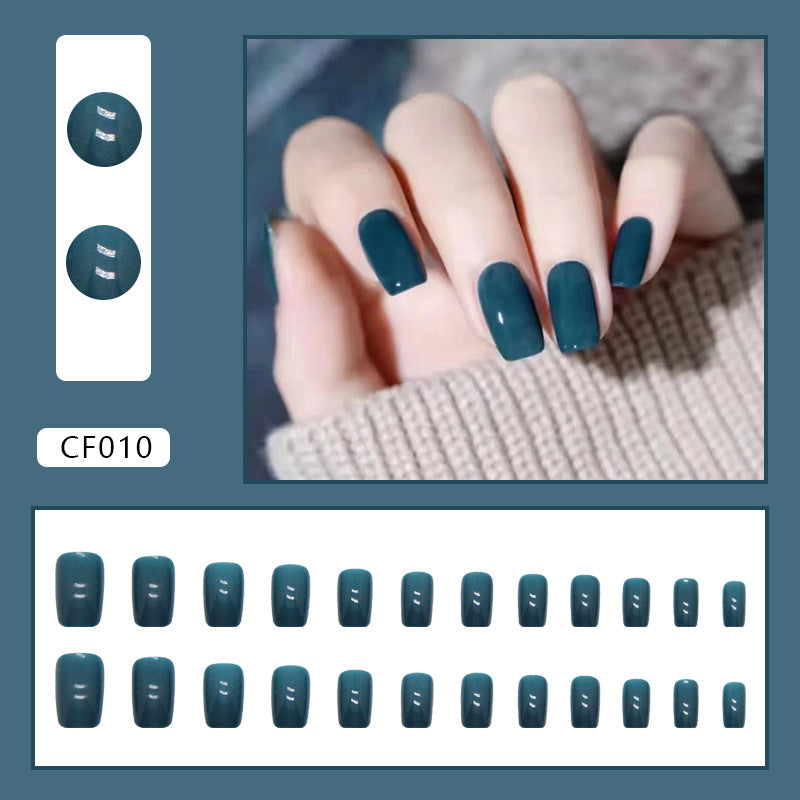 Peacock Bloom – Peacock Blue Medium Square Press-On Nails