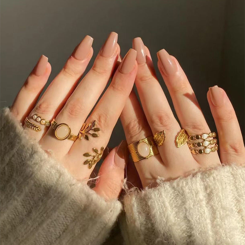 Milk Tea Whisper – Soft Beige Nude Glossy Press-On Nails