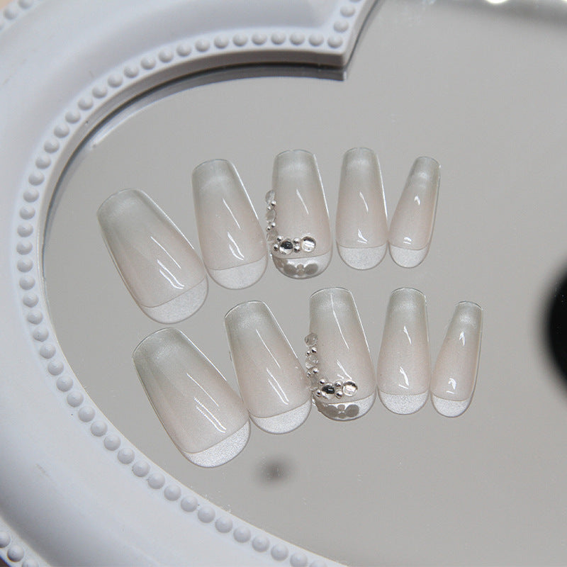 Starlit Glaze – Fine Shimmer Cat Eye Press-On Nails