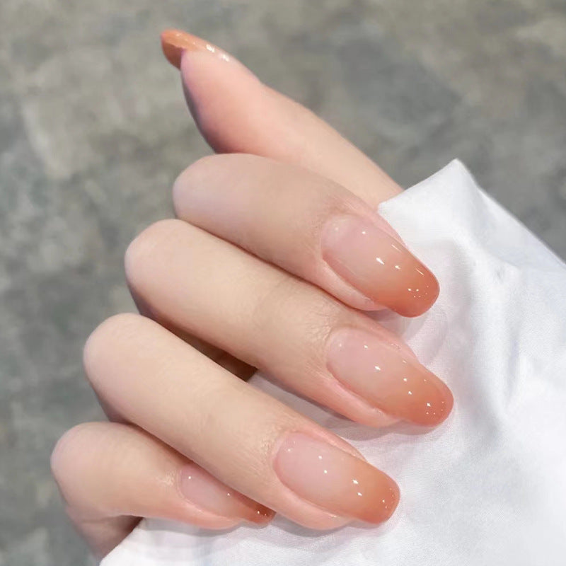 Orange/ Pink glossy reusable press-on nails by Nailed It
